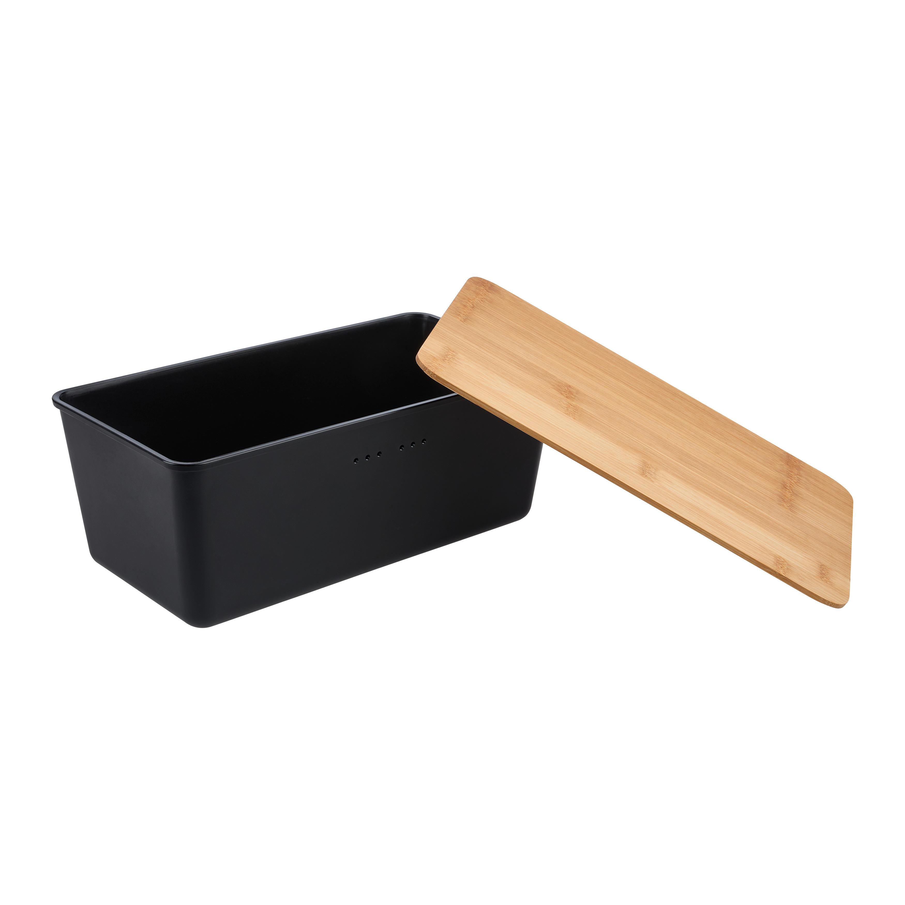 BRÖDSKRIN MAGNUS - svart/naturfärgad, Modern, plast/naturmaterial (34/18/13,5cm) - Mömax