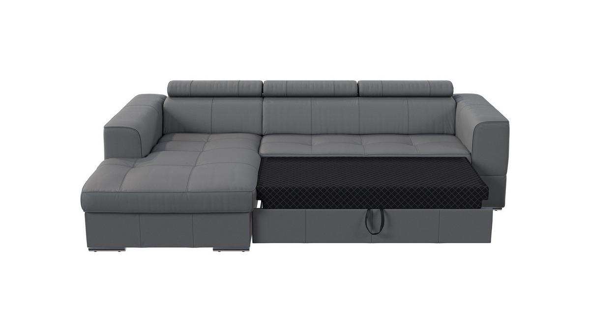 Sarokkanapé Ágyfunkcióval Go - szürke, Konventionell, bőr/faalapú anyag (174/274cm)