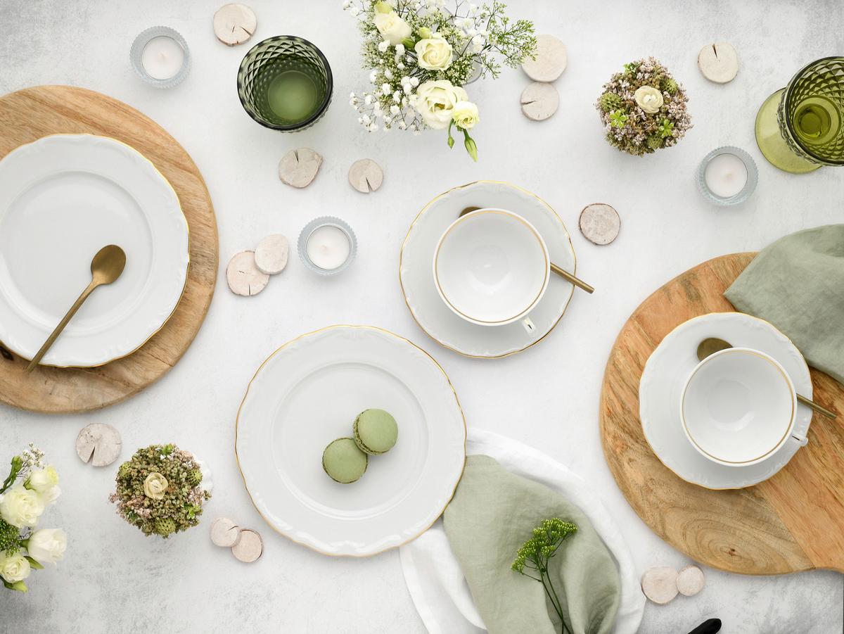 Kavni Servis Maria Theresia Gold, 18-Delni - zlate barve/bela, Basics, keramika - Creatable