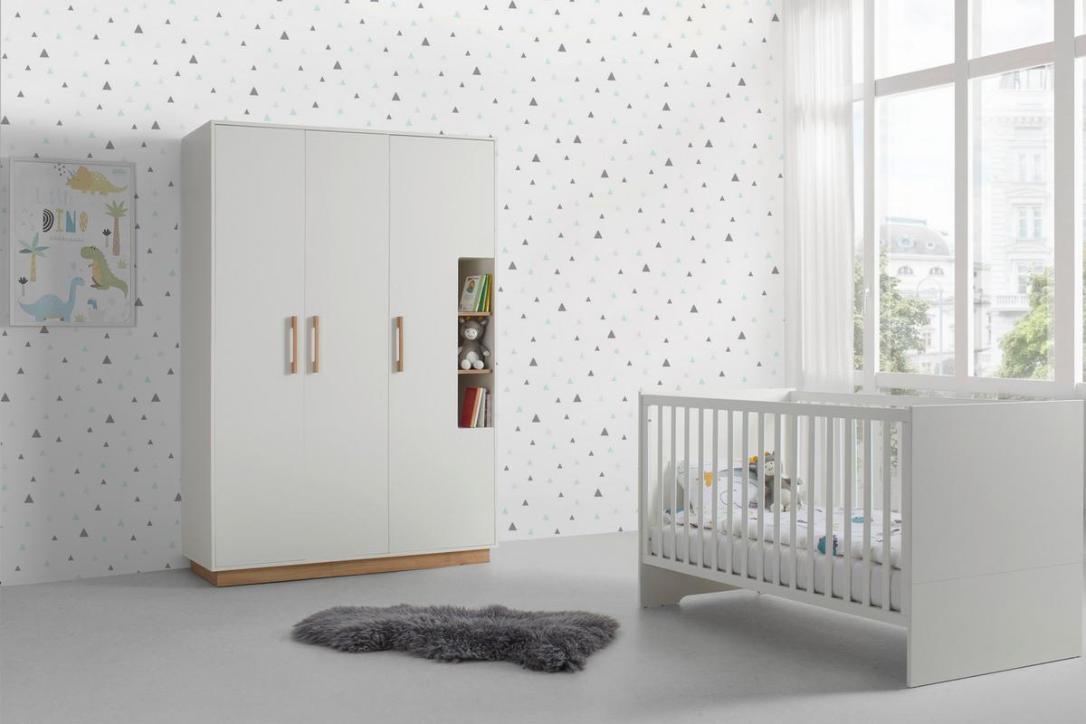 Kleiderschrank Luna White Weiss/Eiche ca. 131x194x55cm - Weiss/Eiche Artisan, Konventionell, Holz/Holzwerkstoff (131/194/55cm) - Roba