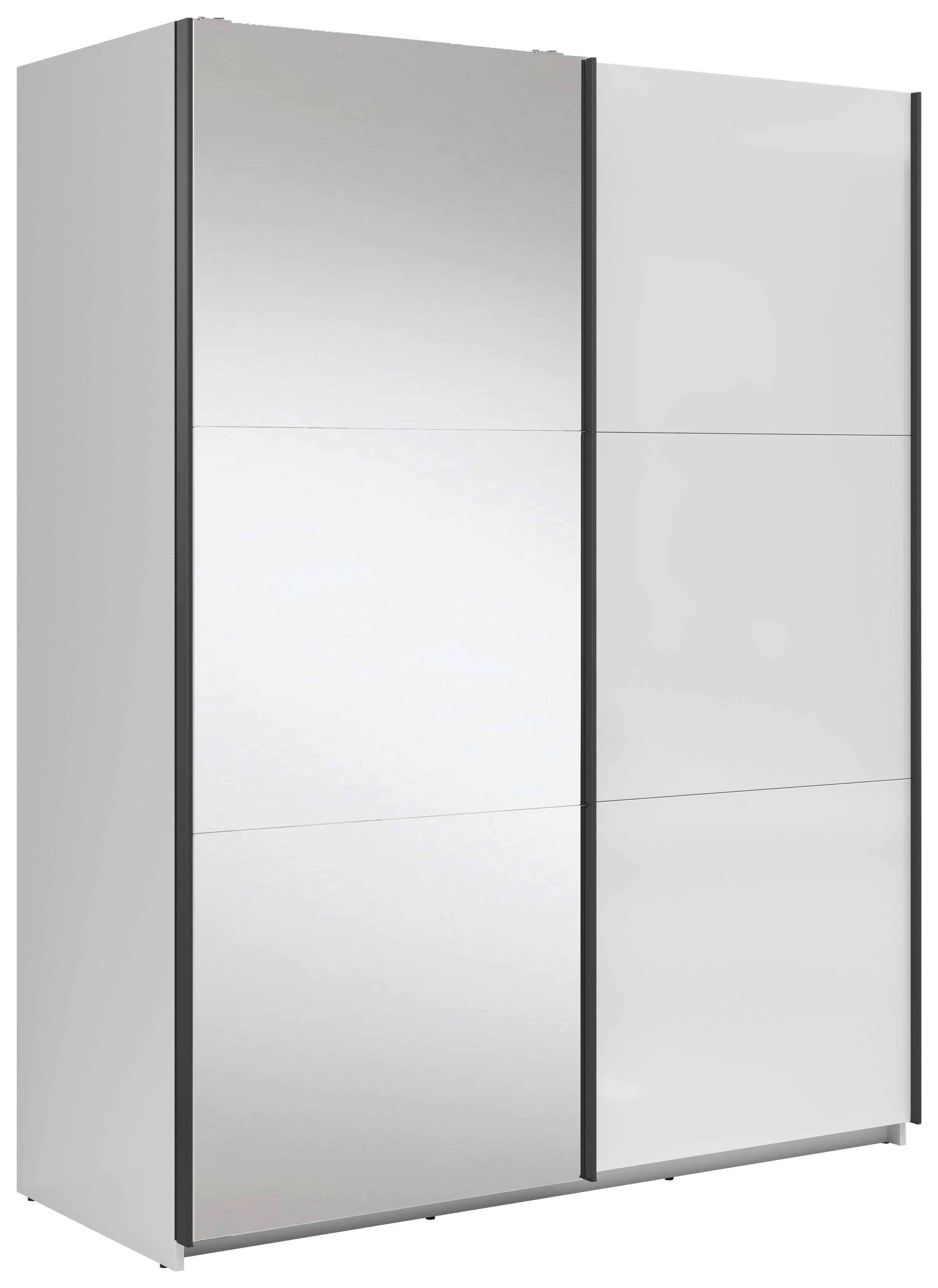 Ormar S Kliznim Vratima Tetrix - bijela visoki sjaj/prozirno, Moderno, staklo/drvni materijal (153,5/195,5/60cm) - Modern Living