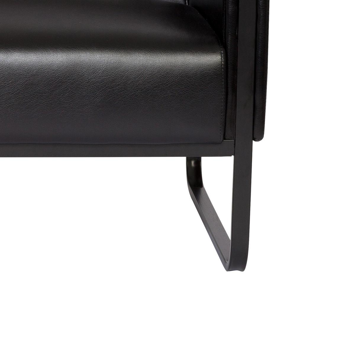 2-Sitzer-Sofa Bali Black Schwraz Lederlook - Schwarz, MODERN, Textil/Metall (111/78/71cm) - MID.YOU