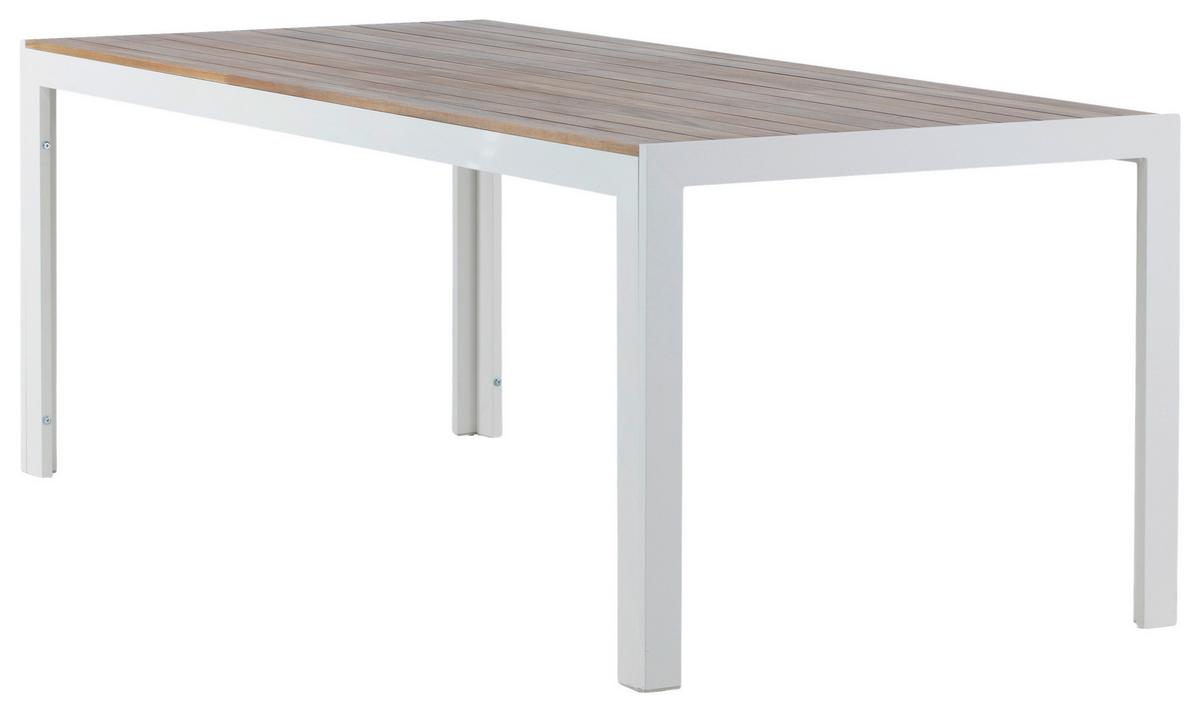 Gartentisch Bois ca. 200x100 cm Akazie massiv - Weiß/Akaziefarben, KONVENTIONELL, Holz/Metall (200/100/76cm) - Gardenson