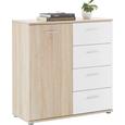 Kommode Weiß/Sonoma Eiche - Silberfarben/Weiß, MODERN, Holzwerkstoff/Kunststoff (89/91/38cm) - MÖMAX modern living