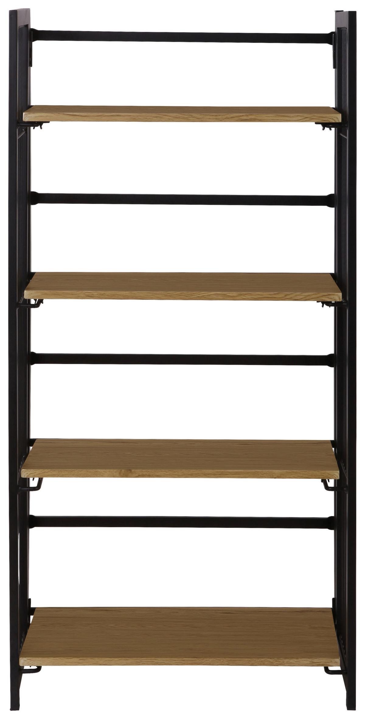 Etajeră Klapp - culoare lemn stejar/negru, Modern, metal/material pe bază de lemn (60/124,5/30cm) - Modern Living