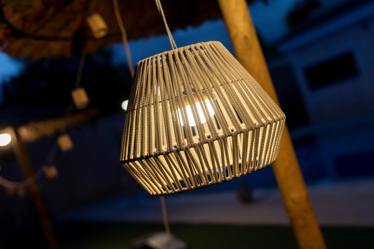 ZEWNĘTRZNA LAMPA WISZĄCA LUMCNT030SXHWNW CONTA - taupe, Natur, tworzywo sztuczne (40/30.5/40cm) - Newgarden