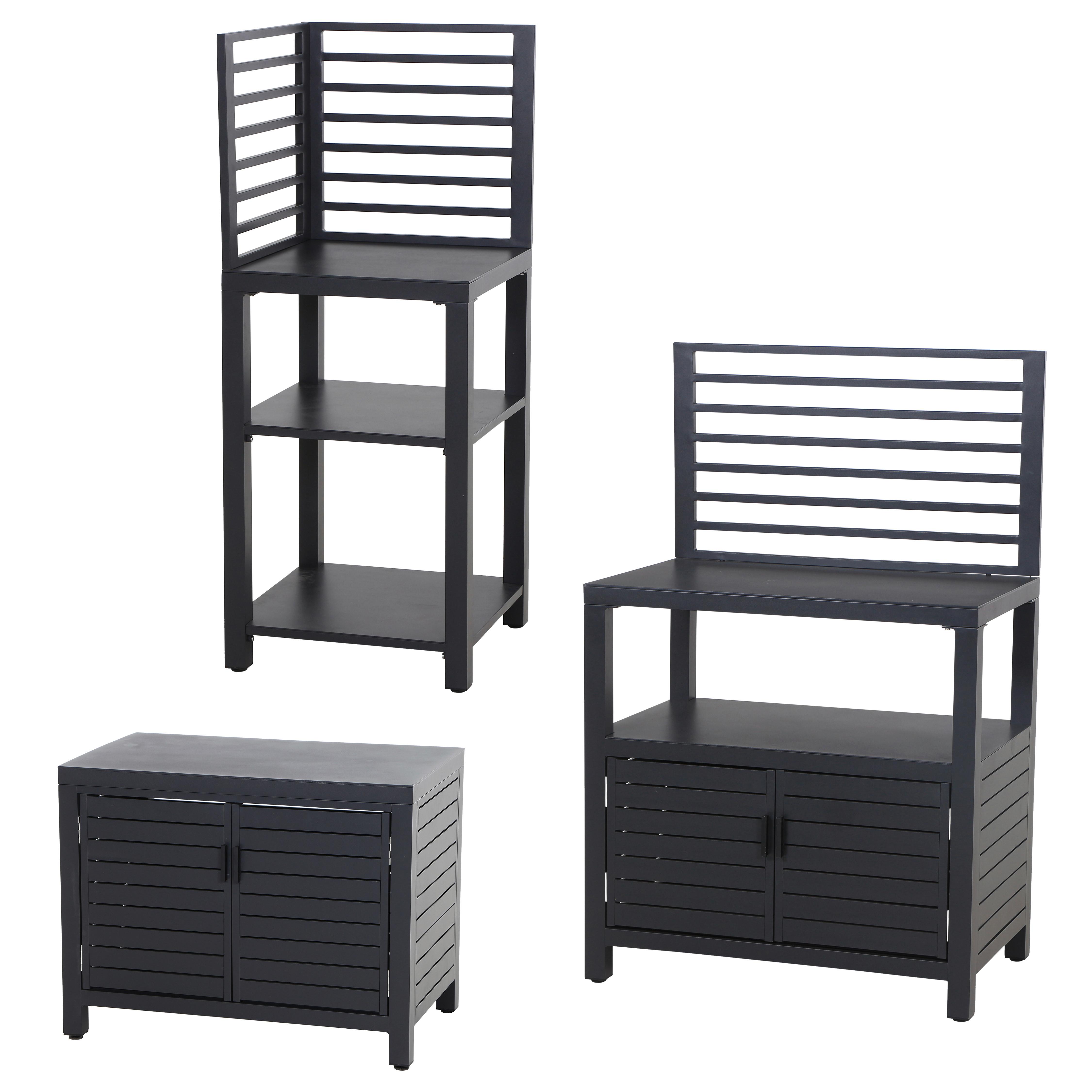 Outdoorküche Anthrazit ca. 236x90x56 cm - Anthrazit, Basics, Metall (236/90/56cm) - Siena Garden