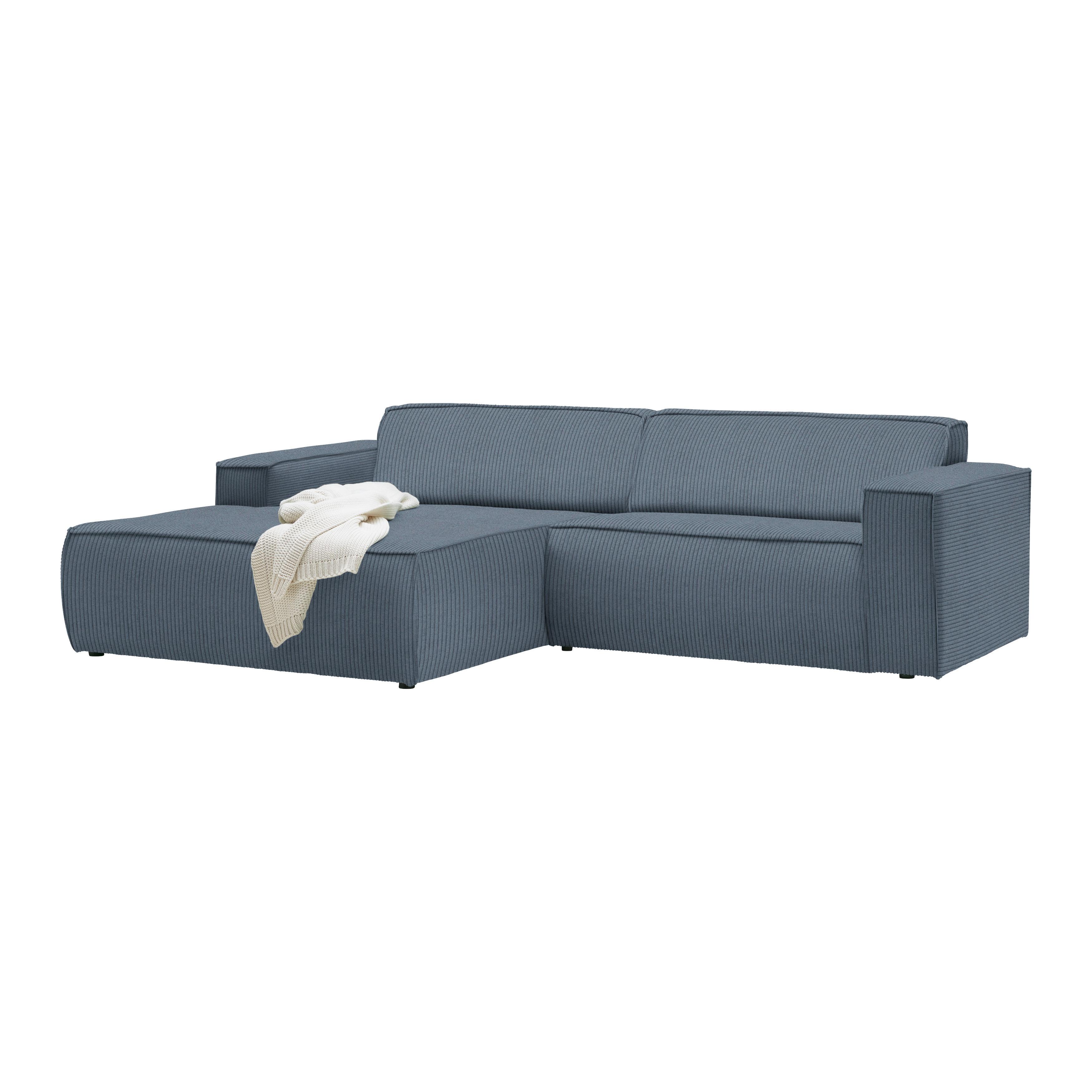 Wohnlandschaft Loft Blaugrau - Blaugrau/Schwarz, MODERN, Kunststoff/Textil (172/75/265cm) - Mömax