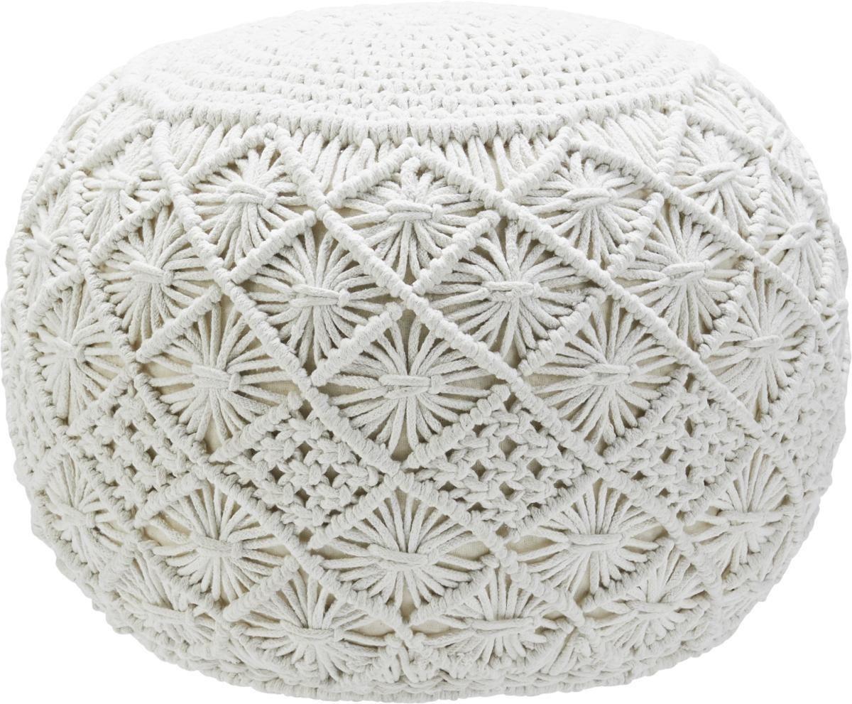 Pouf Julie in Natur 50x35x50cm - Weiss/Naturfarben, Textil (50/35/50cm) - Zandiara