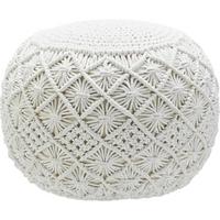 Pouf Julie in Natur ca. 50x35x50cm - Weiß, Textil (50/35/50cm) - Zandiara