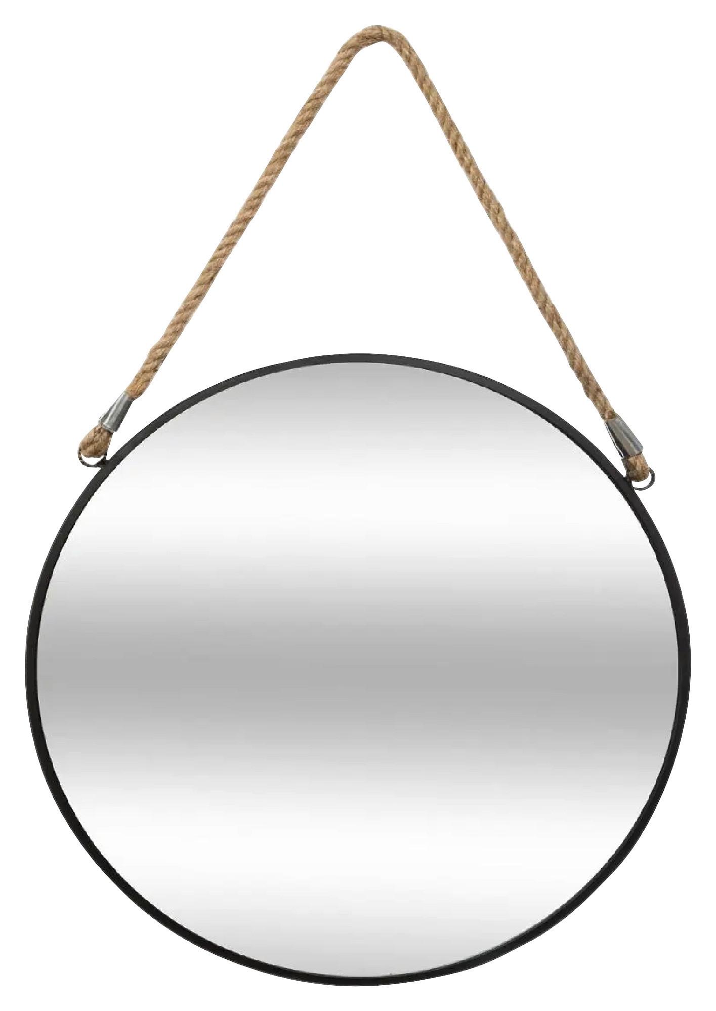 Oglindă Eden, D cca. 55 cm - culoare natur/negru, Design, sticlă/materiale naturale (55cm)
