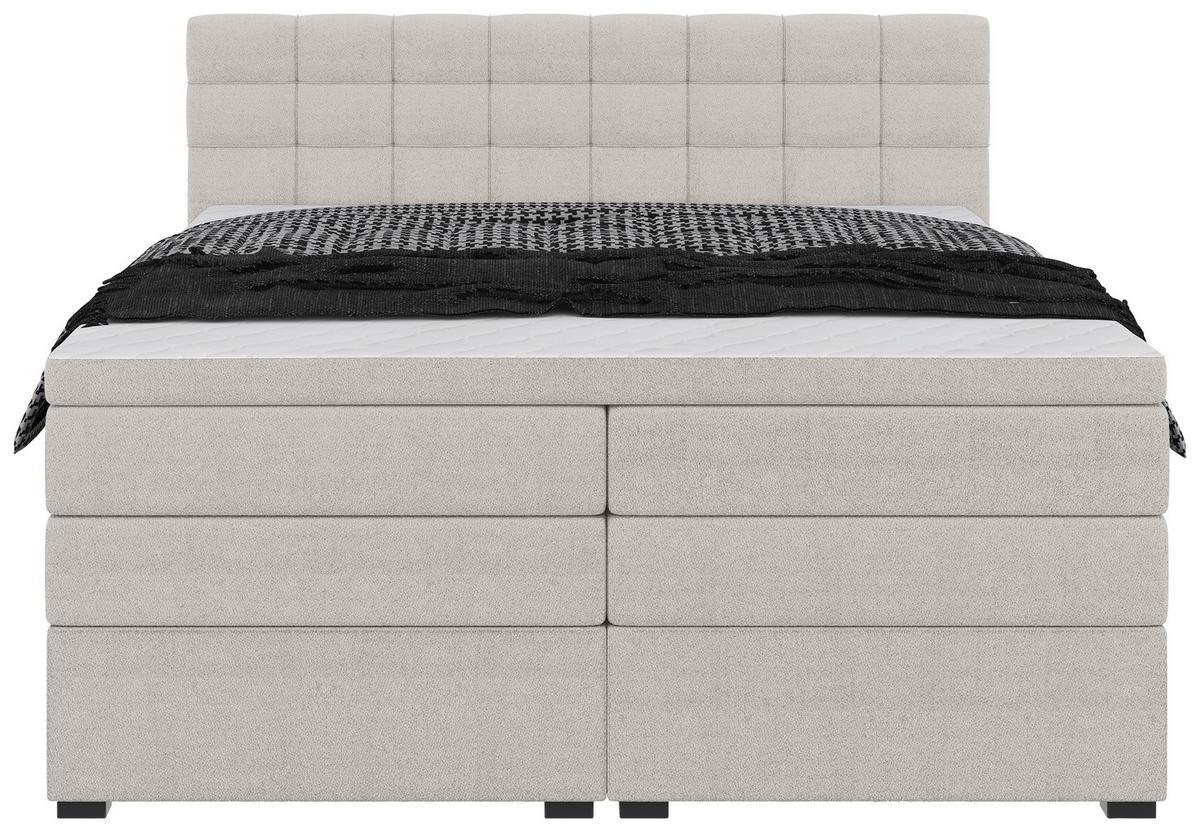 Boxspringbett Fano Sandfarben ca. 200x200cm - Sandfarben/Schwarz, Konventionell, Kunststoff/Textil (200/200cm) - Mömax