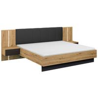 Bettanlage Apollon ca. 180x200 cm Schwarz/Eiche Artisan - Schwarz/Eiche Artisan, MODERN, Holzwerkstoff/Textil (180/200cm) - Rauch Möbel