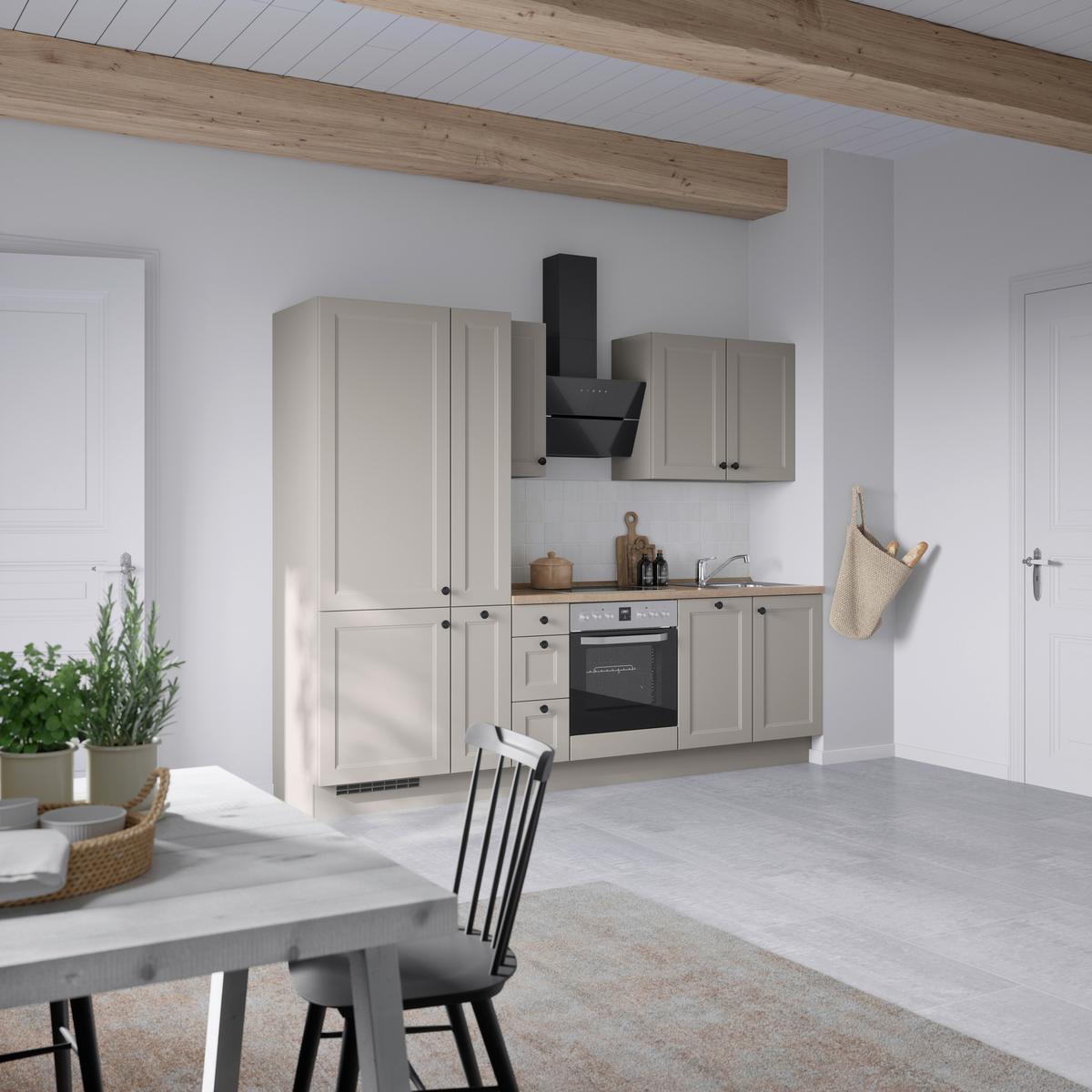 Küchenblock Cascada High m. Geräten Grau - Eiche dunkel/Schwarz, MODERN, Holzwerkstoff/Metall (270cm) - Nobilia