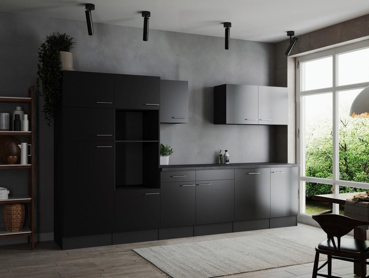 Kuhinjski Blok Brez Aparatov Oliver, 340cm - srebrne barve/črna, Design, kovina/leseni material (340cm) - Respekta