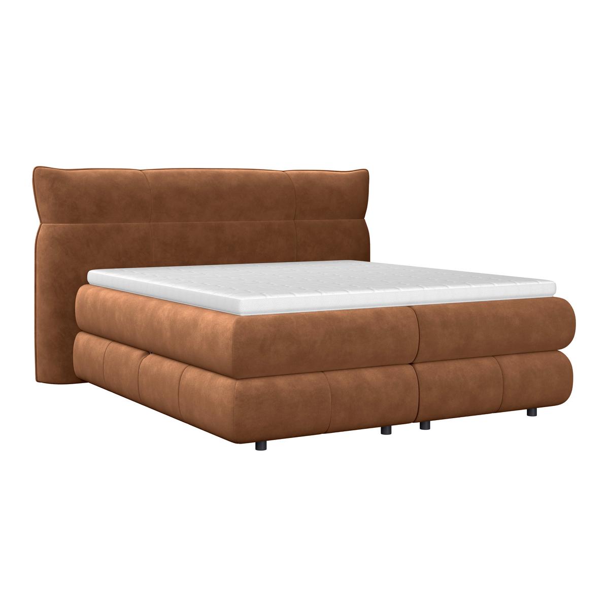 Boxspring Krevet Carmelo - bakrene boje/crna, Trend, tekstil/plastika (180/200cm) - Premium Living