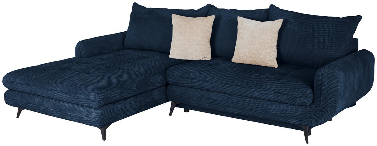 Kutna Garnitura Wave - tamno plava/bež, Moderno, tekstil/metal (189/266cm) - Modern Living