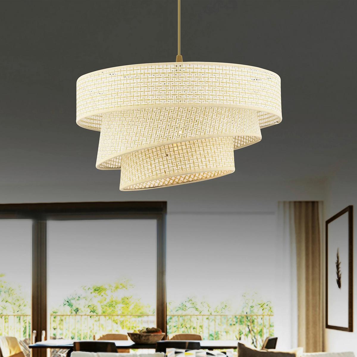 LAMPA WISZĄCA COUPER HAZERAN - CREAM - kremowy, Design, metal/tkanina (40/72cm) - P & B