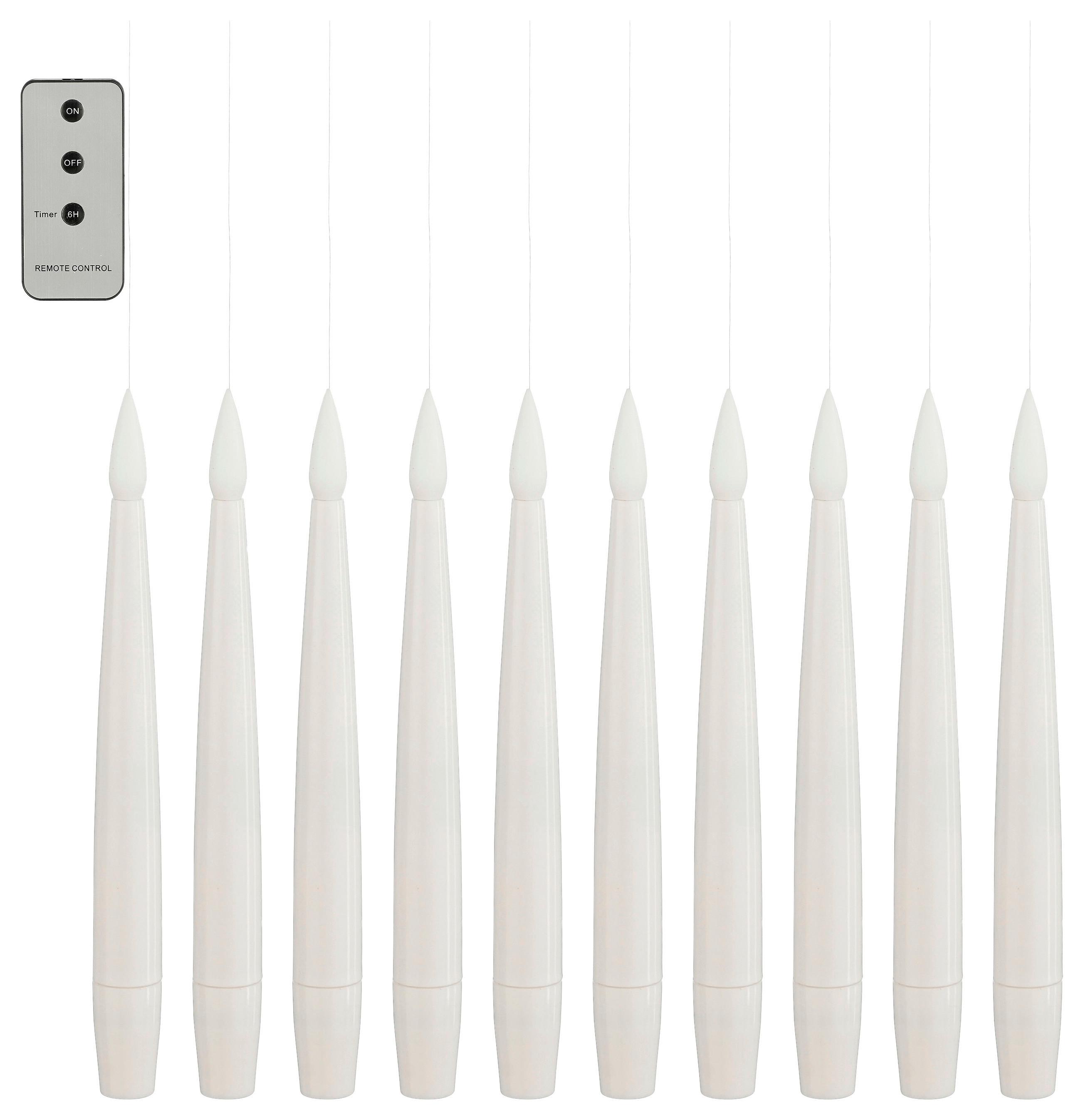 LED-Kerzenset Harry Weiß 10-teilig - Weiß, KONVENTIONELL, Kunststoff (1,5/15,5cm) - Mömax