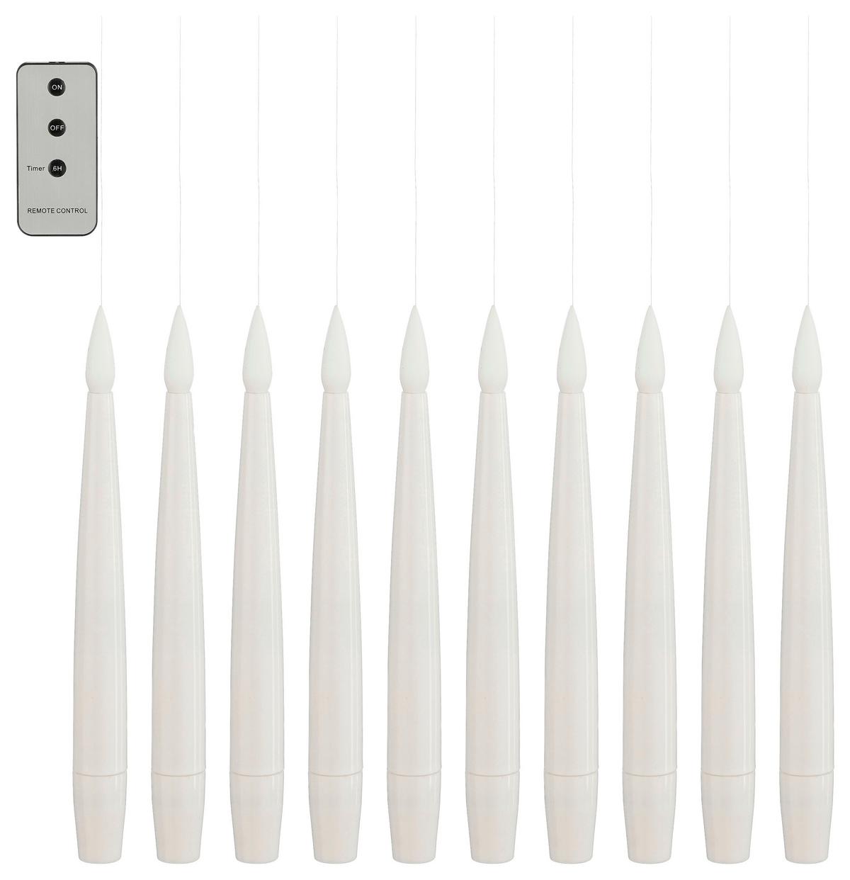 LED-Kerzenset Harry Weiß 10-teilig - Weiß, KONVENTIONELL, Kunststoff (1,5/15,5cm) - Mömax