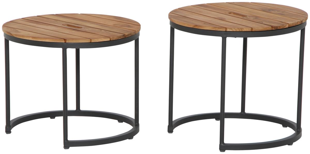 GARTENBEISTELLTISCH H16597 - Anthrazit/Teakfarben, MODERN, Holz/Metall (50/50/40cm) - Siena Garden