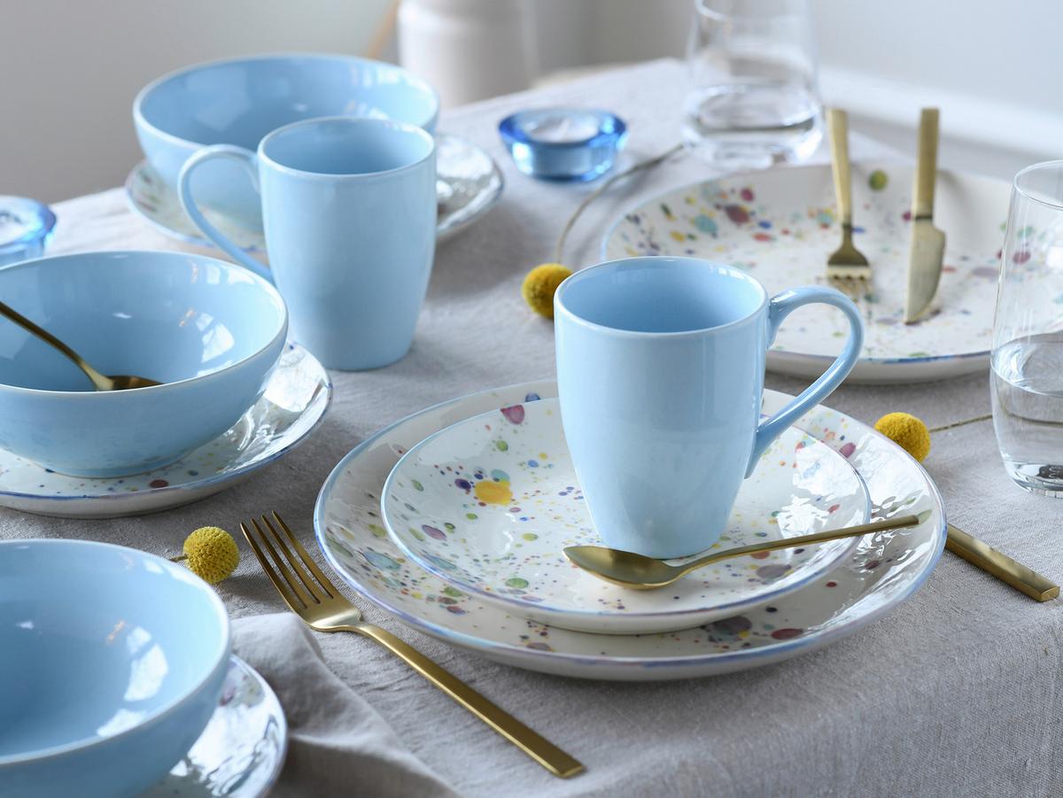 Kombinirani Servis Candy Drops, 16-Delni - svetlo modra/bela, Basics, keramika - Creatable