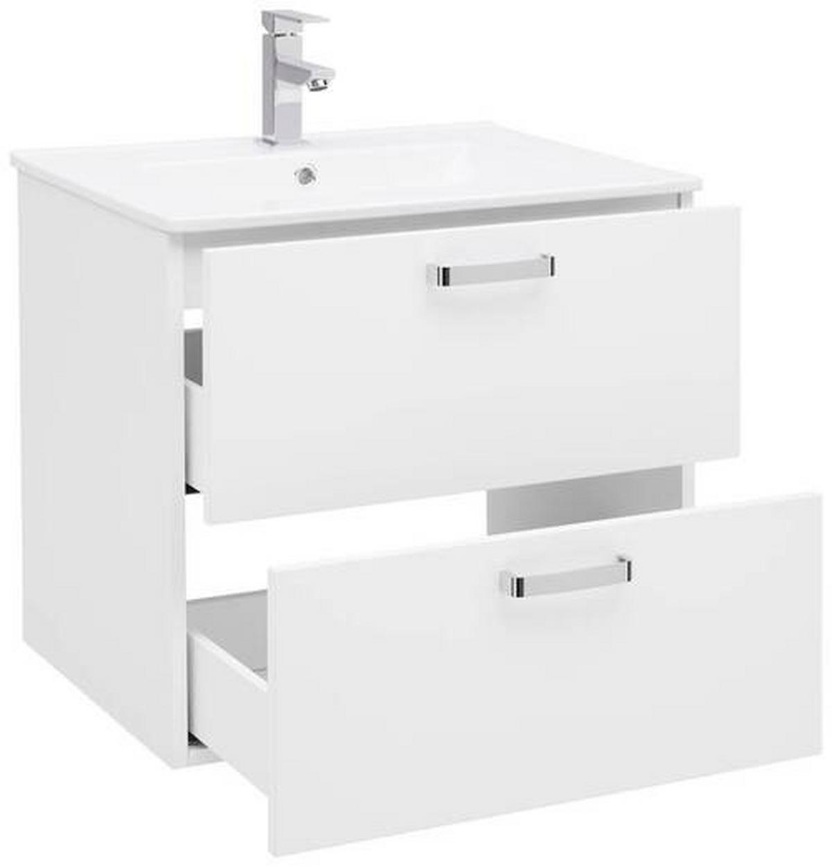 Bază cu lavoar Fresh - alb/alb lucios intens, Konventionell, ceramică/material pe bază de lemn (61/56/47cm) - Ondega