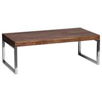 Couchtisch "Guna" ca. 120x60 cm, aus Sheesham - Chromfarben/Sheeshamfarben, Design, Holz/Metall (120/60/40cm) - MID.YOU