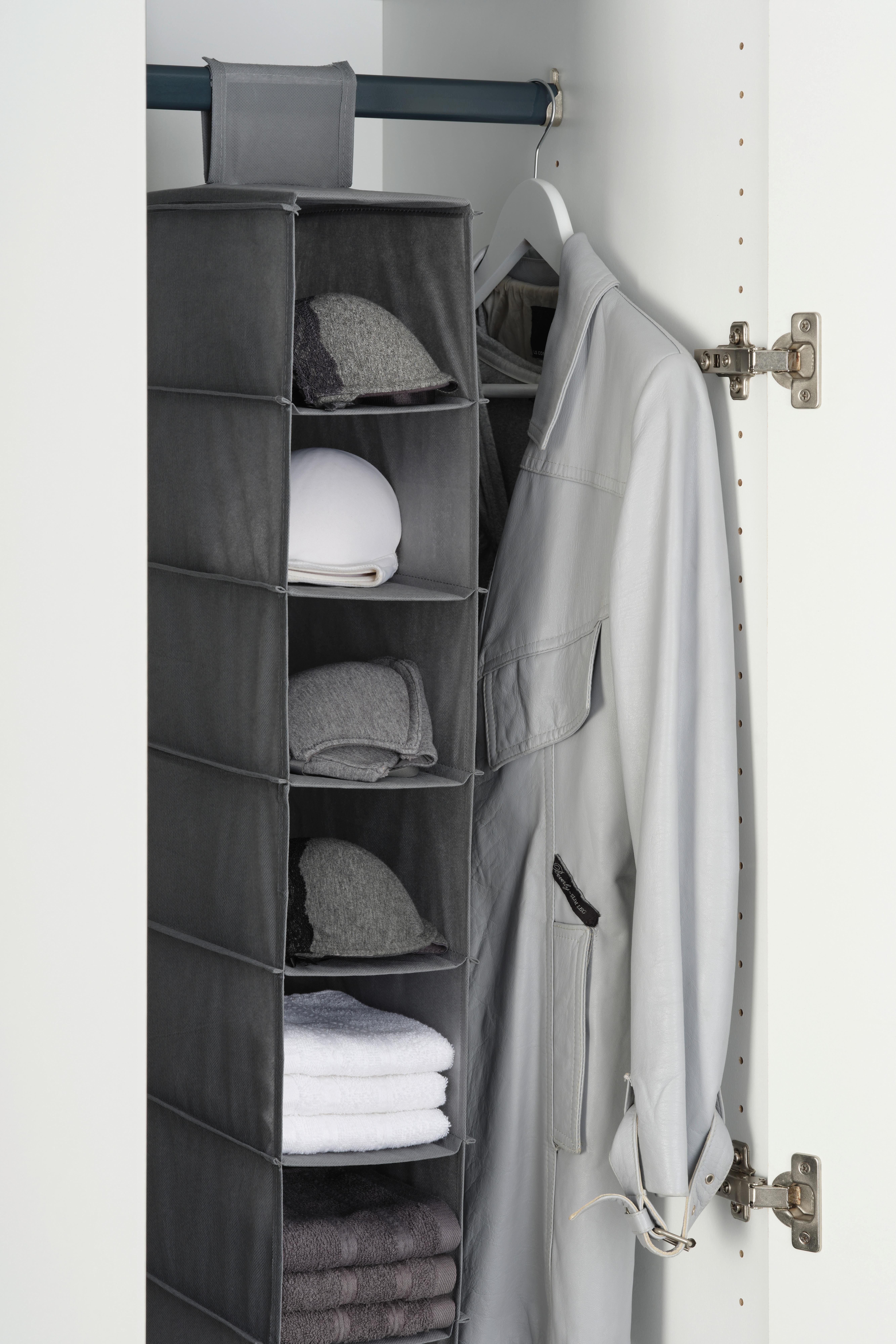 Viseči Organizator Kläck -Sb-, Siva, 10 Predalov - siva, Konvencionalno, karton/tekstil (33/125/15cm) - Modern Living