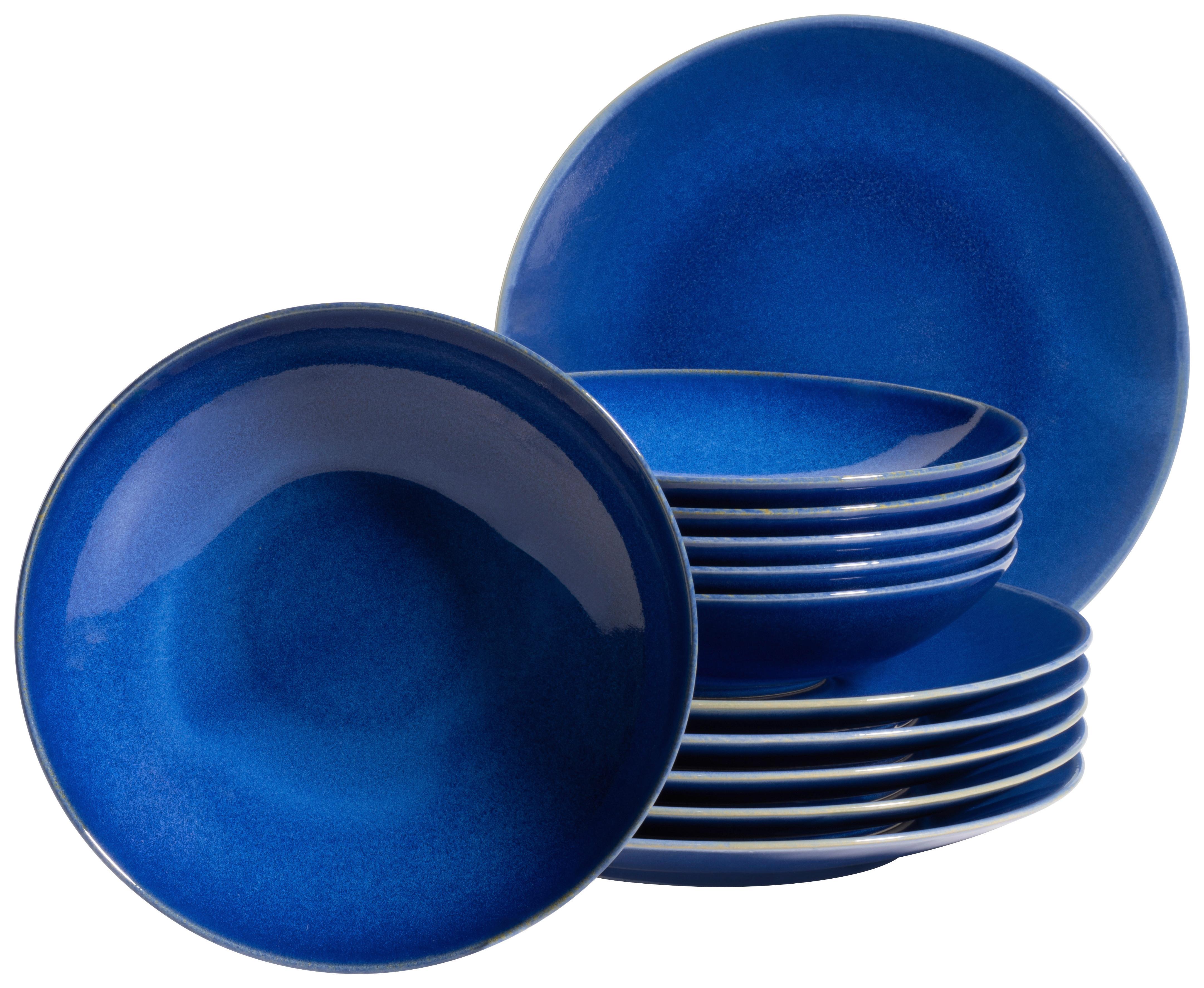 Tafelservice Ossia aus Steinzeug, 12-teilig - Dunkelblau, Basics, Keramik - Mäser