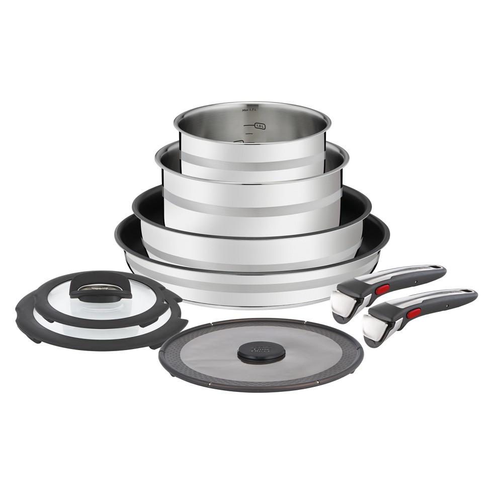ZESTAW PATELNI L97699 TEFAL - kolor stalowy/czarny, Konventionell, metal/szkło (37/37/19,5cm) - Tefal