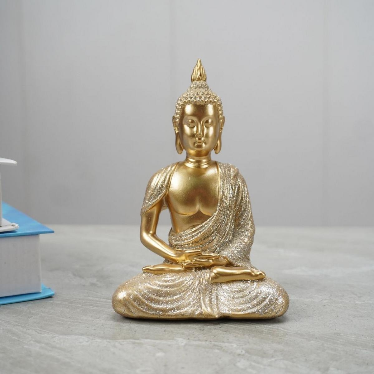 Dekor Buddha Kiran - aranyszínű, műanyag (9/6,9/14cm)