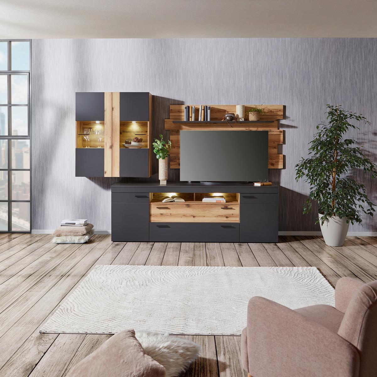 Vitrină suspendată HENRY - Modern, material pe bază de lemn (50/115/35cm) - Mömax