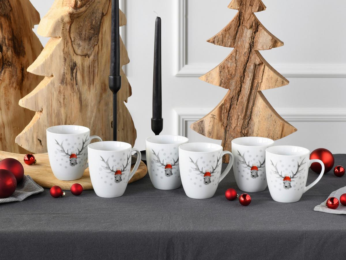 Set Skodelic Christmas Reindeer, 6-Delni - bela, Basics, keramika - Creatable
