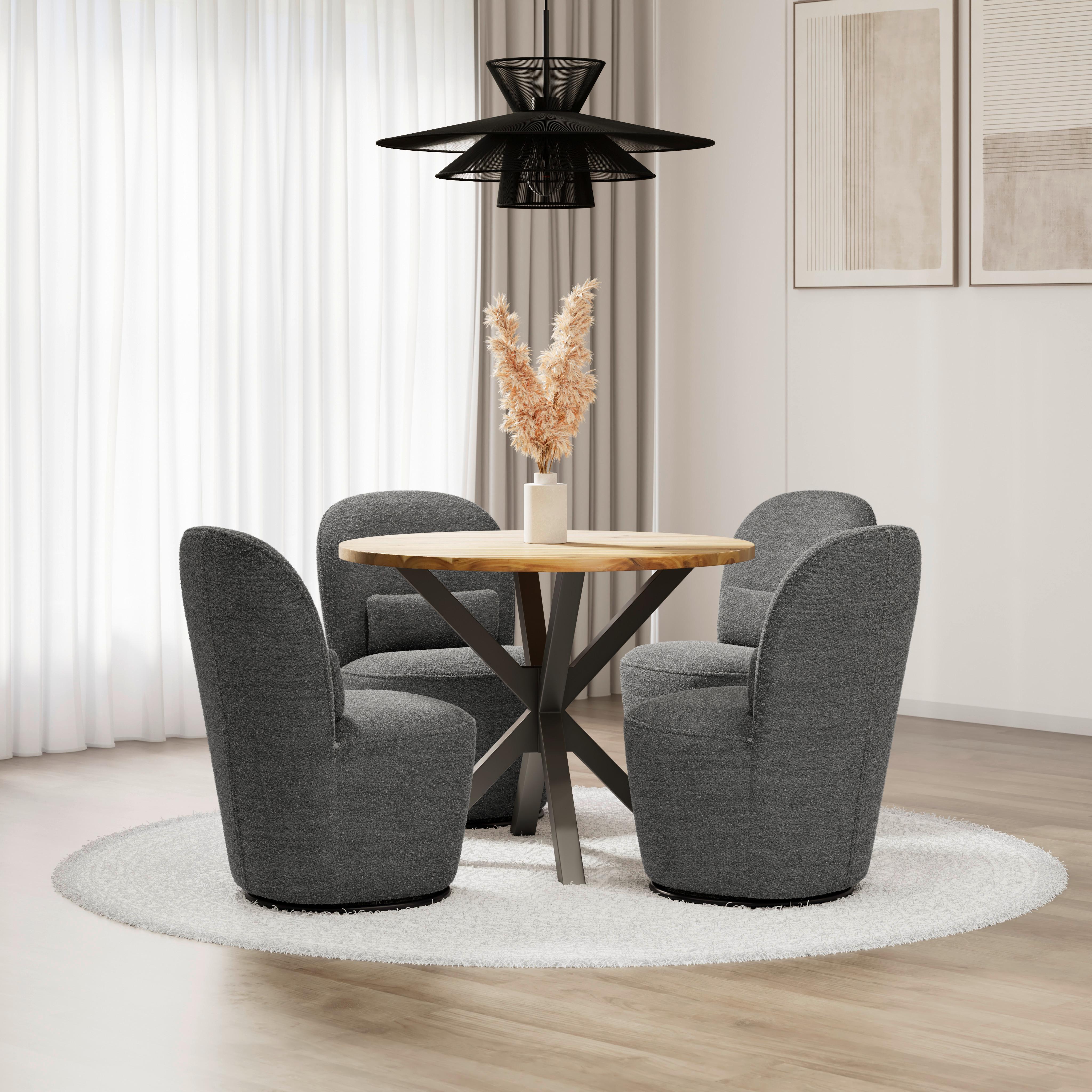 Stuhl Vittore Grau Bouclé Gepolstert - Grau, MODERN, Holz/Textil (56/84/62cm) - Bessagi Home