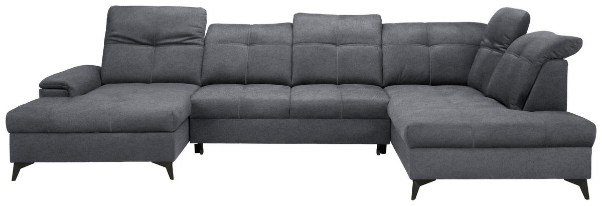 Wohnlandschaft Sierra Grau - Schwarz/Grau, Modern, Textil/Metall (181/364/230cm) - Mömax