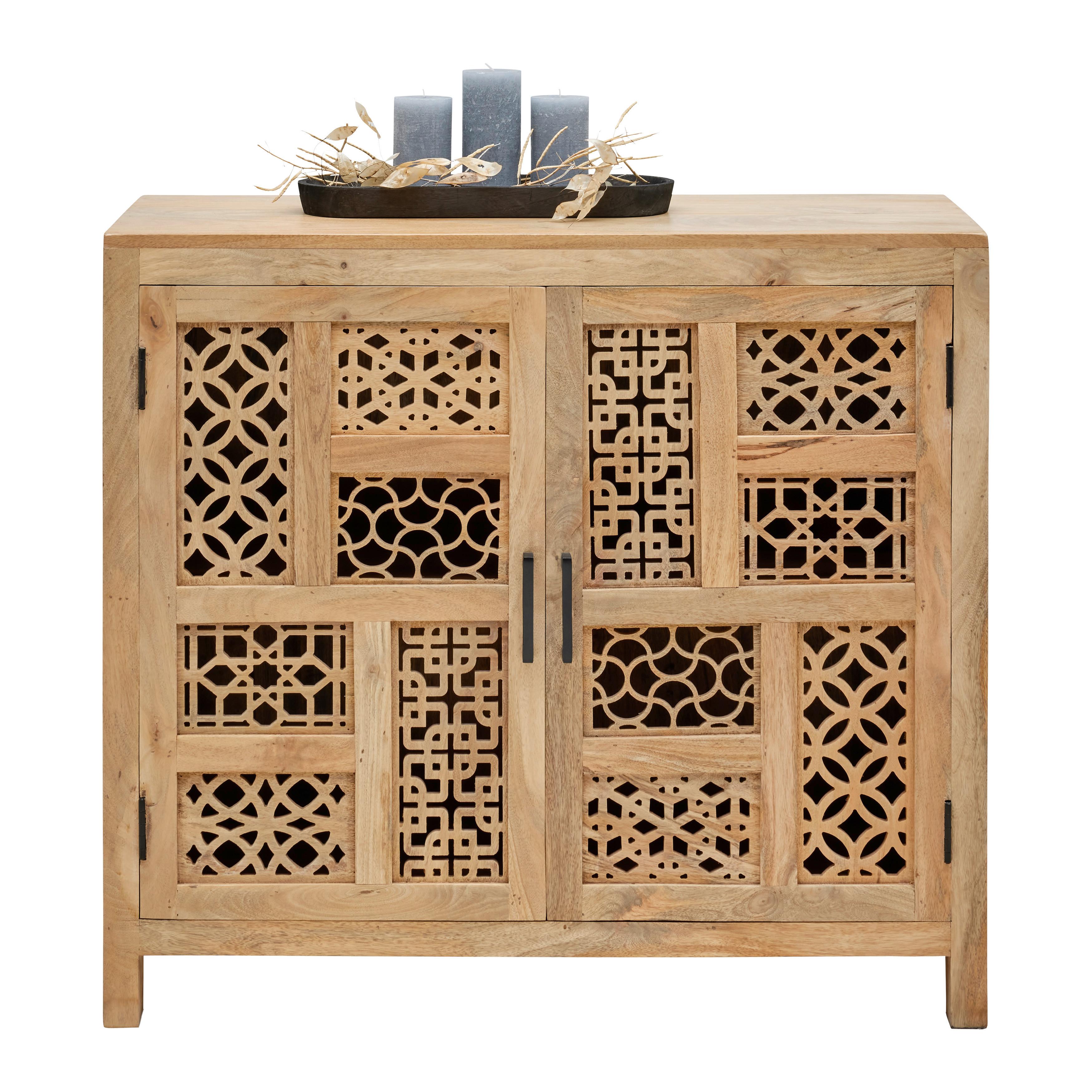 Comodă PATTERN - culoare natur/negru, Lifestyle, lemn/metal (95/87/40cm) - Zandiara