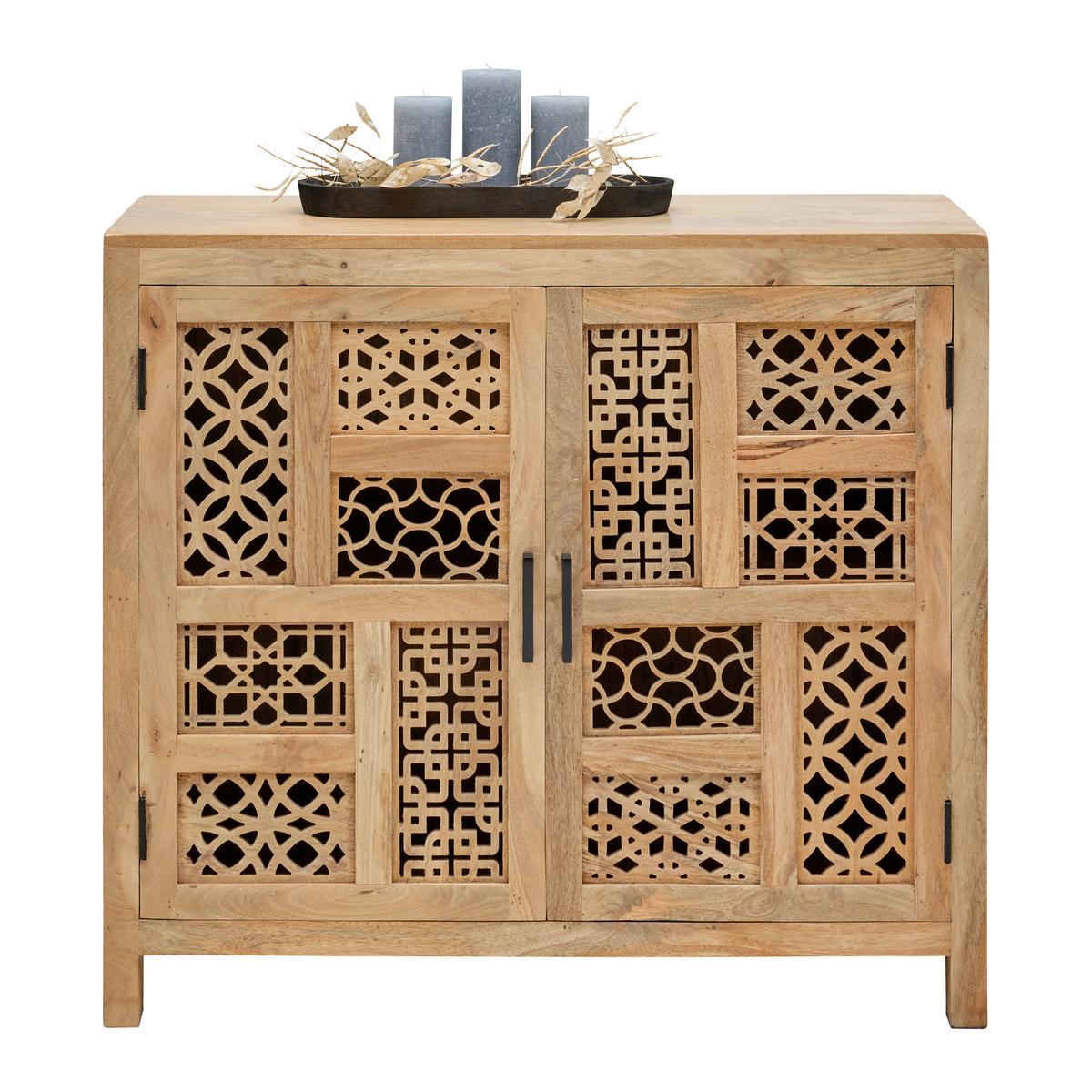 Comodă PATTERN - culoare natur/negru, Lifestyle, lemn/metal (95/87/40cm) - Zandiara