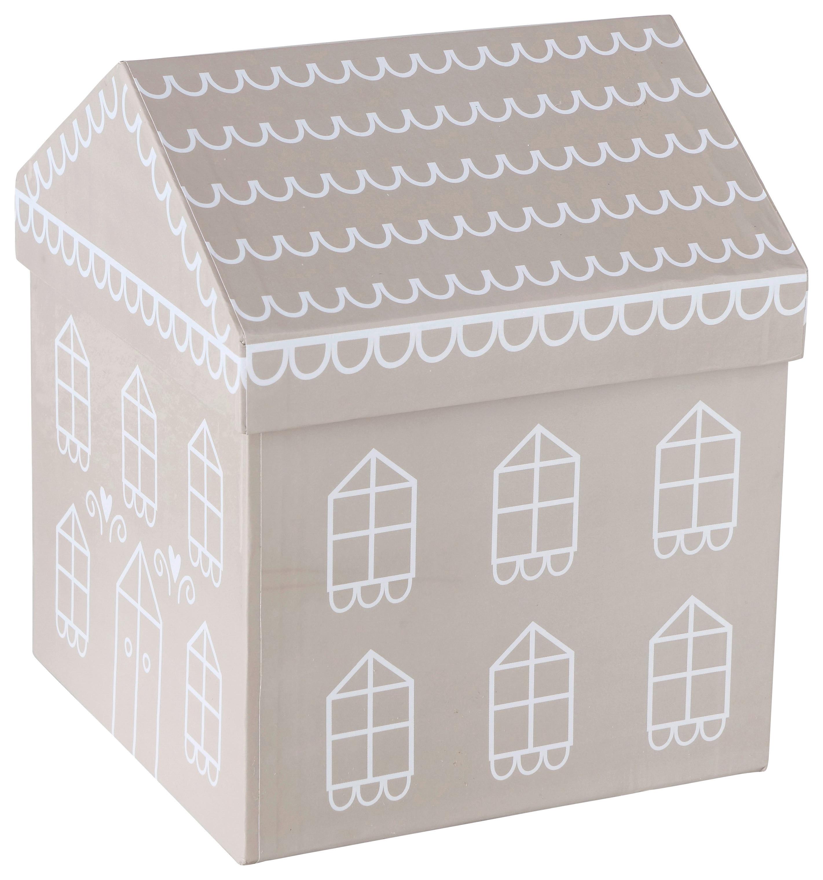 Dekobox Villana I in Weiss/Beige - Weiss/Beige, Romantik / Landhaus, Papier (14/17/14cm) - Premium Living