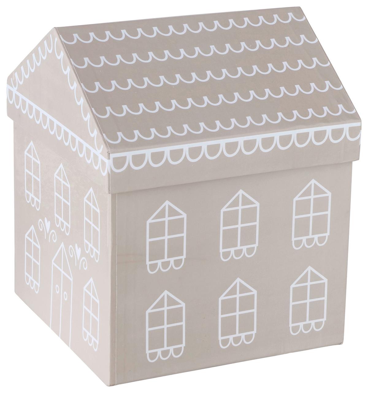 Dekobox Villana I in Weiss/Beige - Weiss/Beige, Romantik / Landhaus, Papier (14/17/14cm) - Premium Living