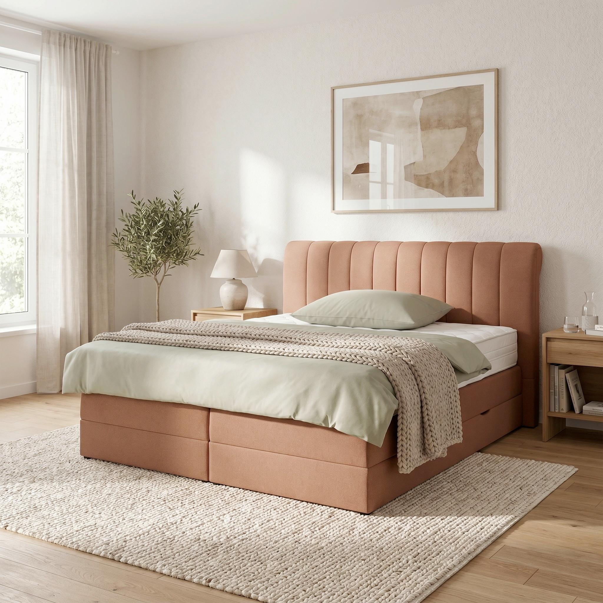 Boxspringbett Belano Rostfarben ca. 200x200cm - Rostfarben, KONVENTIONELL, Holz/Holzwerkstoff (200/200cm) - Premium Living