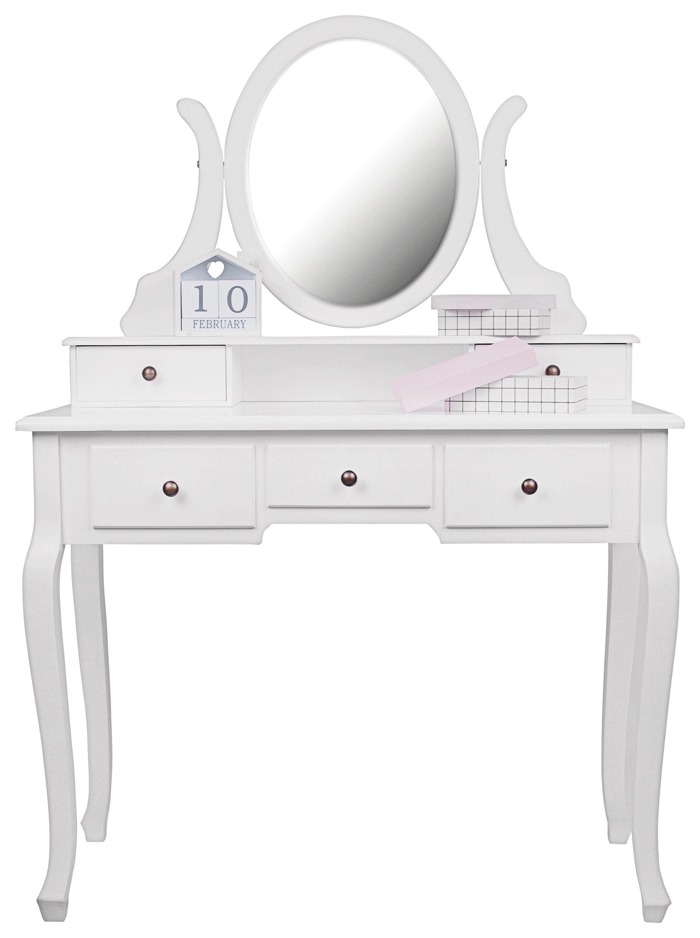 Schminktisch in Weiß - Schwarz/Weiß, Glas/Holz (81/128/40,5cm) - Mömax modern living