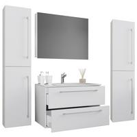 Kopalnica Badinos, Bela - siva/bela, Moderno, kovina/leseni material (147cm) - MID.YOU