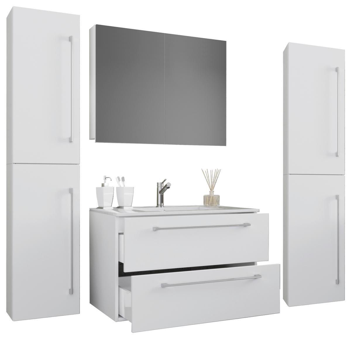 Kopalnica Badinos, Bela - siva/bela, Moderno, kovina/leseni material (147cm) - MID.YOU