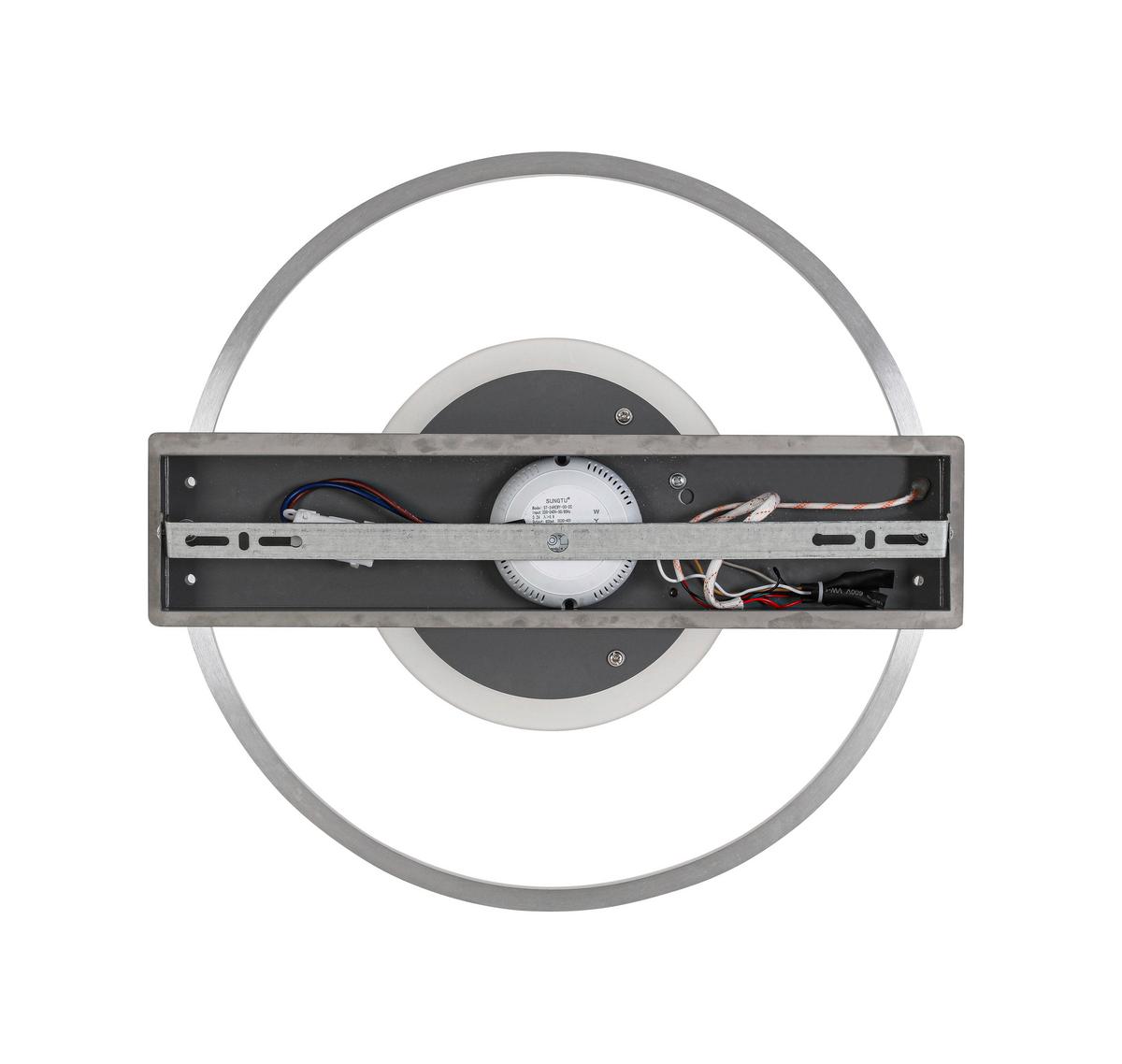 LAMPA SUFITOWA LED SANDRA - szary/kolor niklowy, Trend, tworzywo sztuczne/metal (42/40/6cm) - Novel