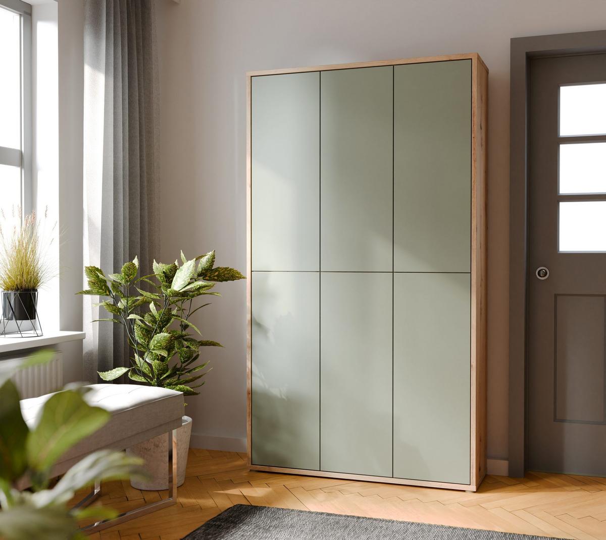 Dulap pentru pantofi ALICE - verde salvie/stejar Artisan, Modern, material pe bază de lemn (109,2/191,9/34,9cm) - Modern Living