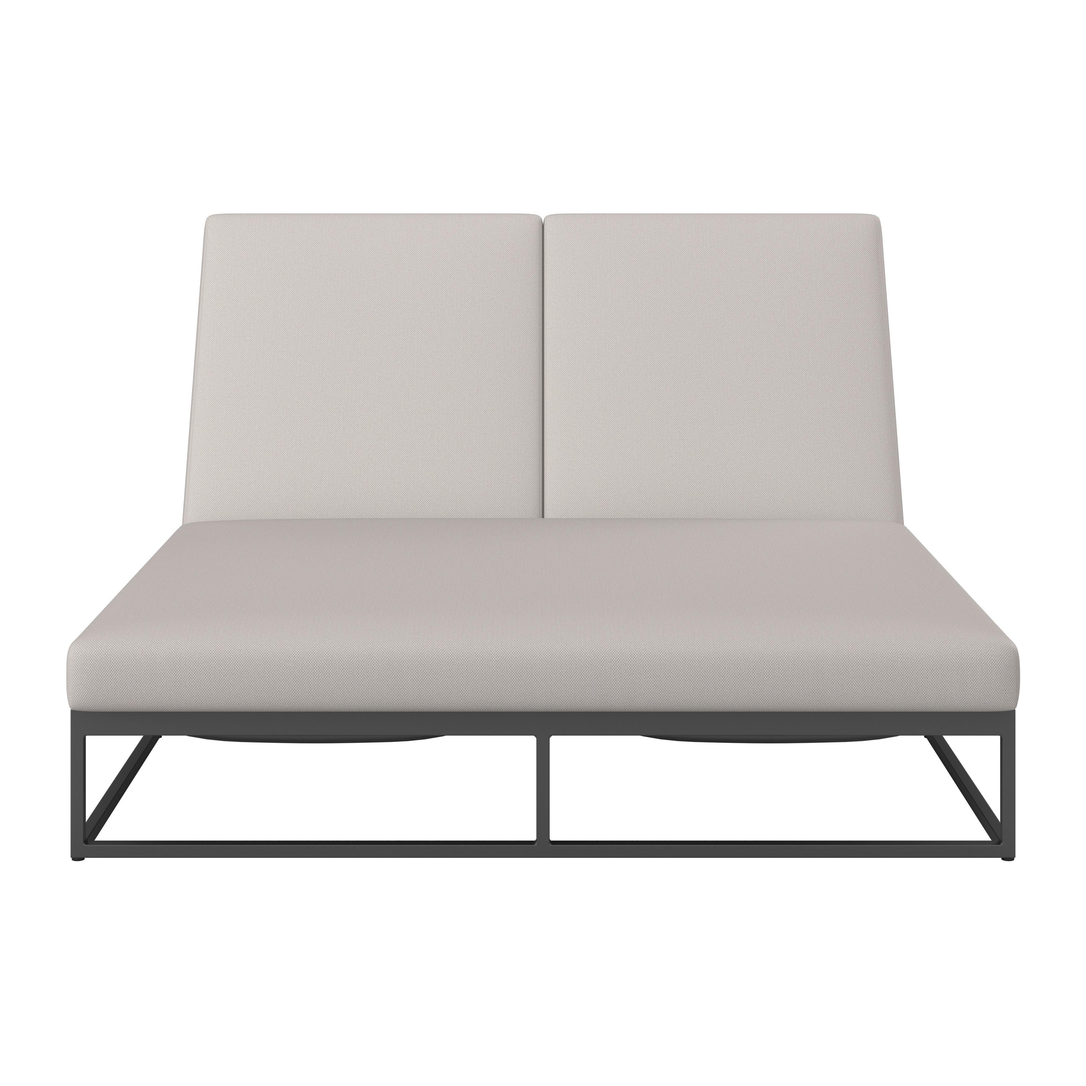 Gartenliege Berry Hellgrau Metall/Outdoorstoff +Abdeckung - Hellgrau, MODERN, Kunststoff/Textil (143/24/200cm) - Bessagi Garden