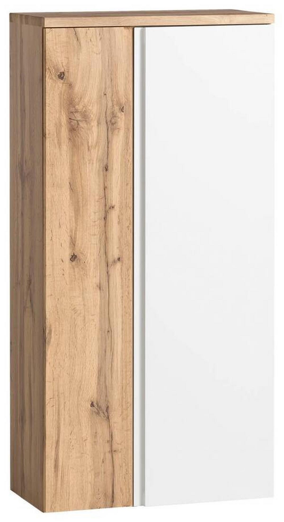 Midischrank Varese ca. 65x130 cm Weiß/Eiche - Eiche Wotan/Weiß, MODERN, Holzwerkstoff (65/130/35cm) - Held