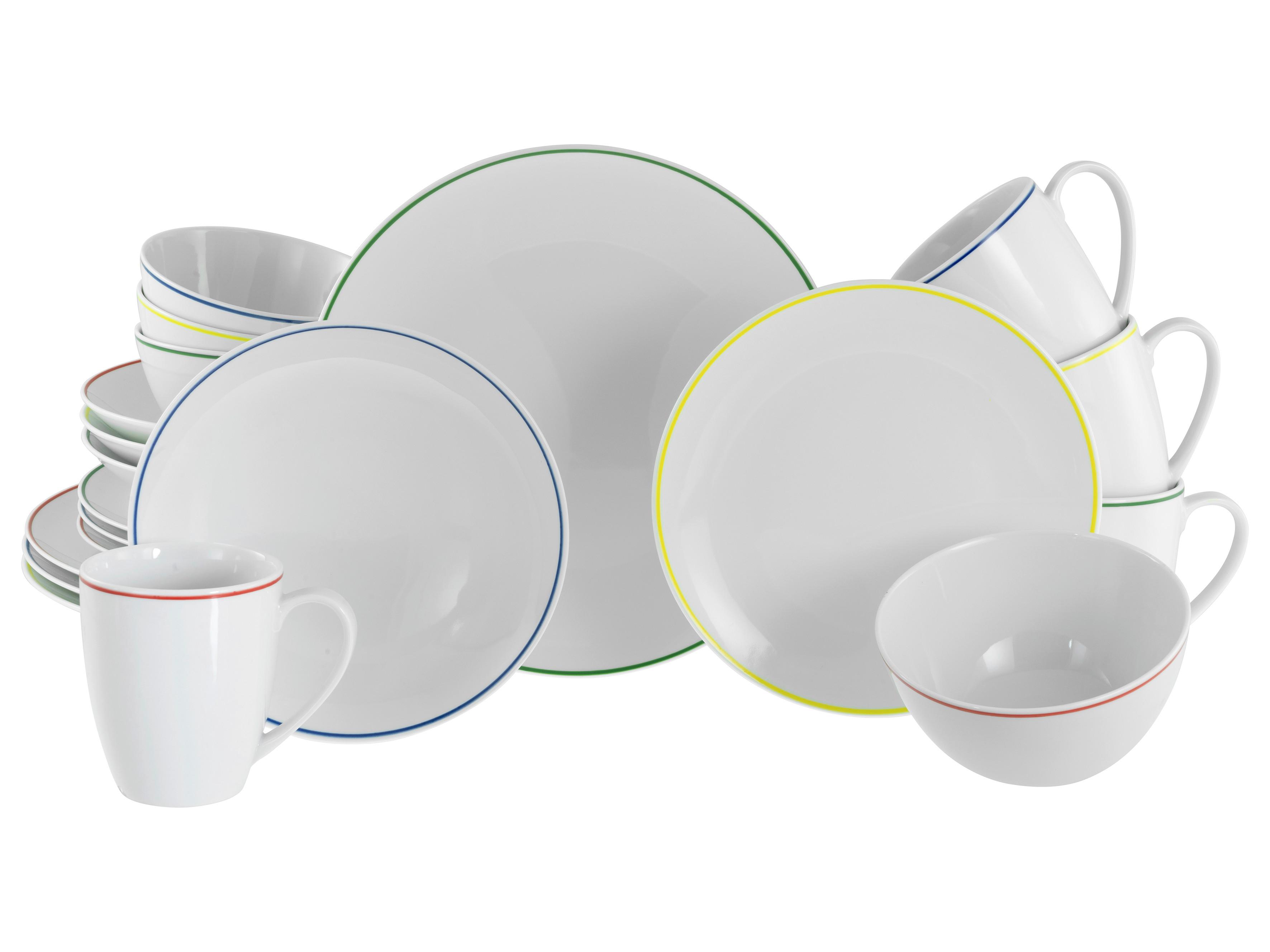Kombiservice Luna Color Weiß/Multicolor, 20-teilig - Multicolor, Basics, Keramik - Creatable
