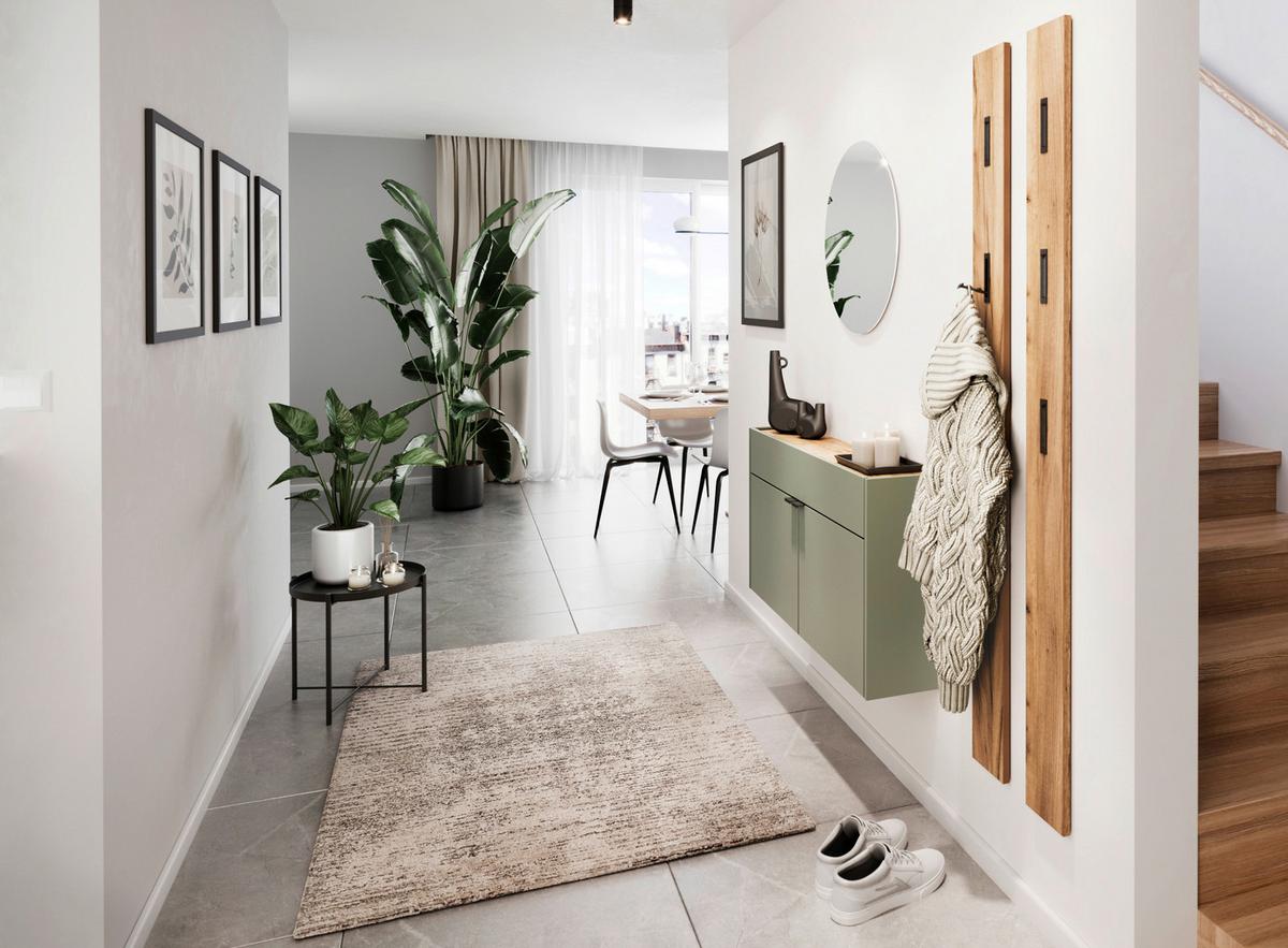 SZAFKA NA BUTY GW-AMECA - kolor dębowy/czarny, Design, materiał drewnopochodny/metal (110/57/22cm)